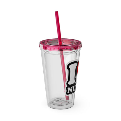 I love nurses faux sticker Clear Insulated Cup