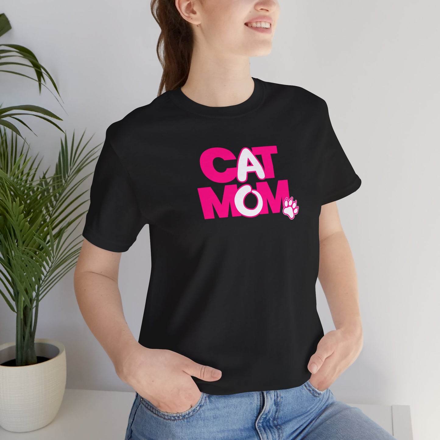 Cat mom pink T-shirt