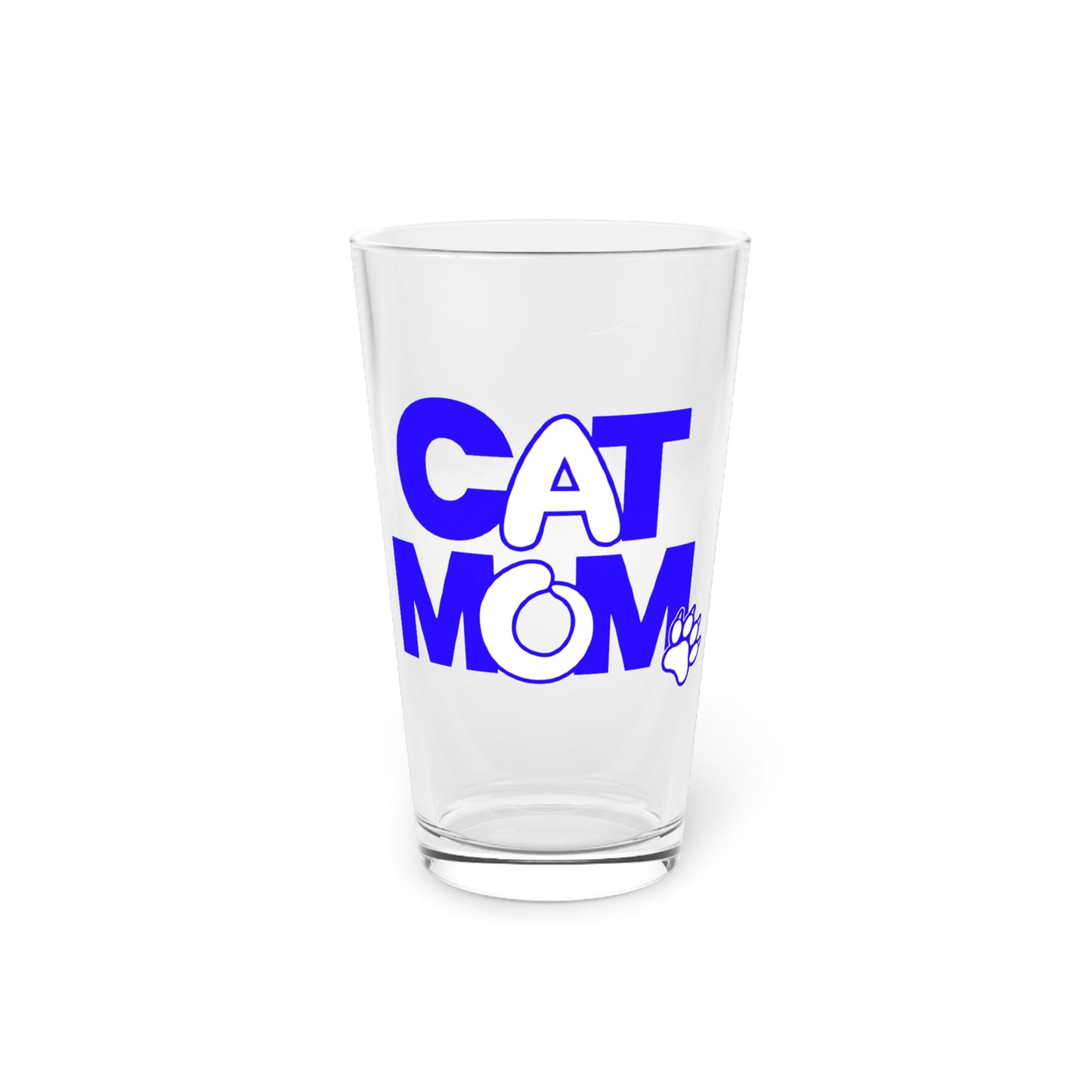 Cat mom blue Beer Glass