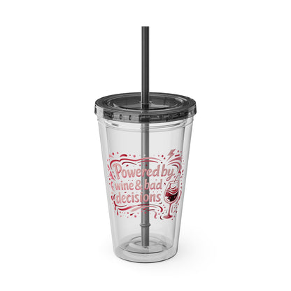 Powered by wine and bad decisions Clear Insulated Cup