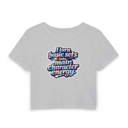 I turn basic sets into main character energy Crop Tee