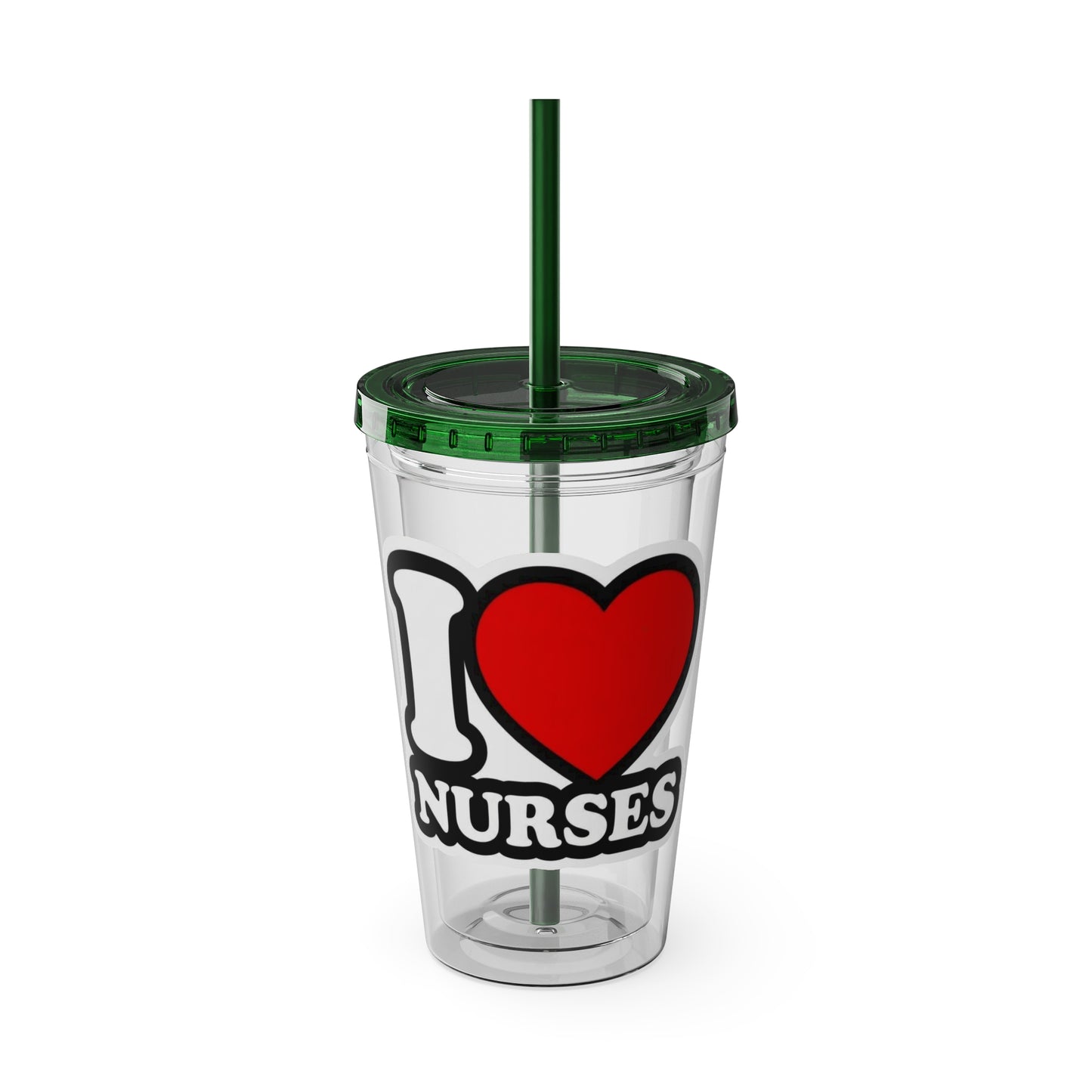 I love nurses faux sticker Clear Insulated Cup