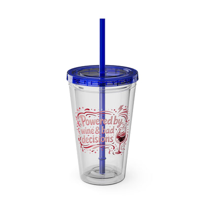 Powered by wine and bad decisions Clear Insulated Cup