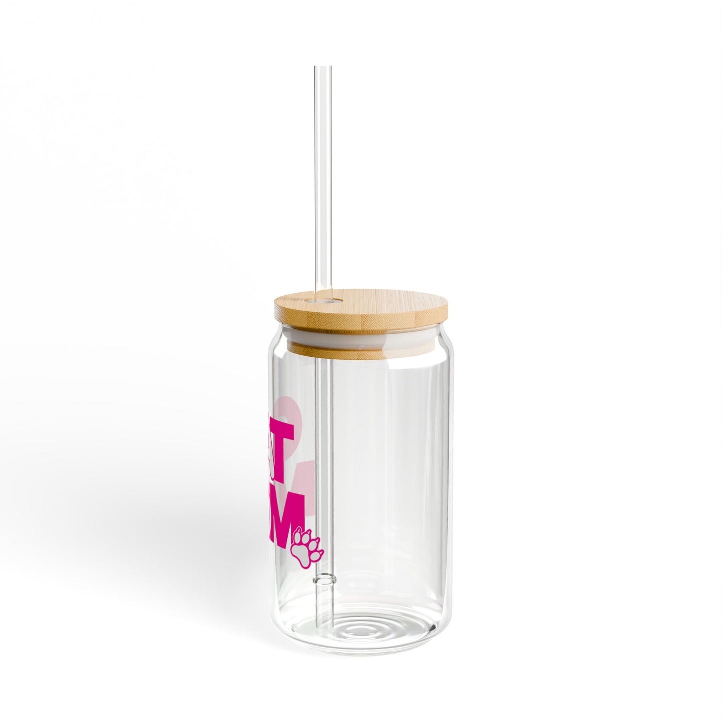 Cat mom pink Sipper Glass