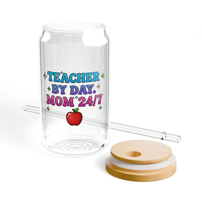 Teacher by day mom 24/7 Sipper Glass