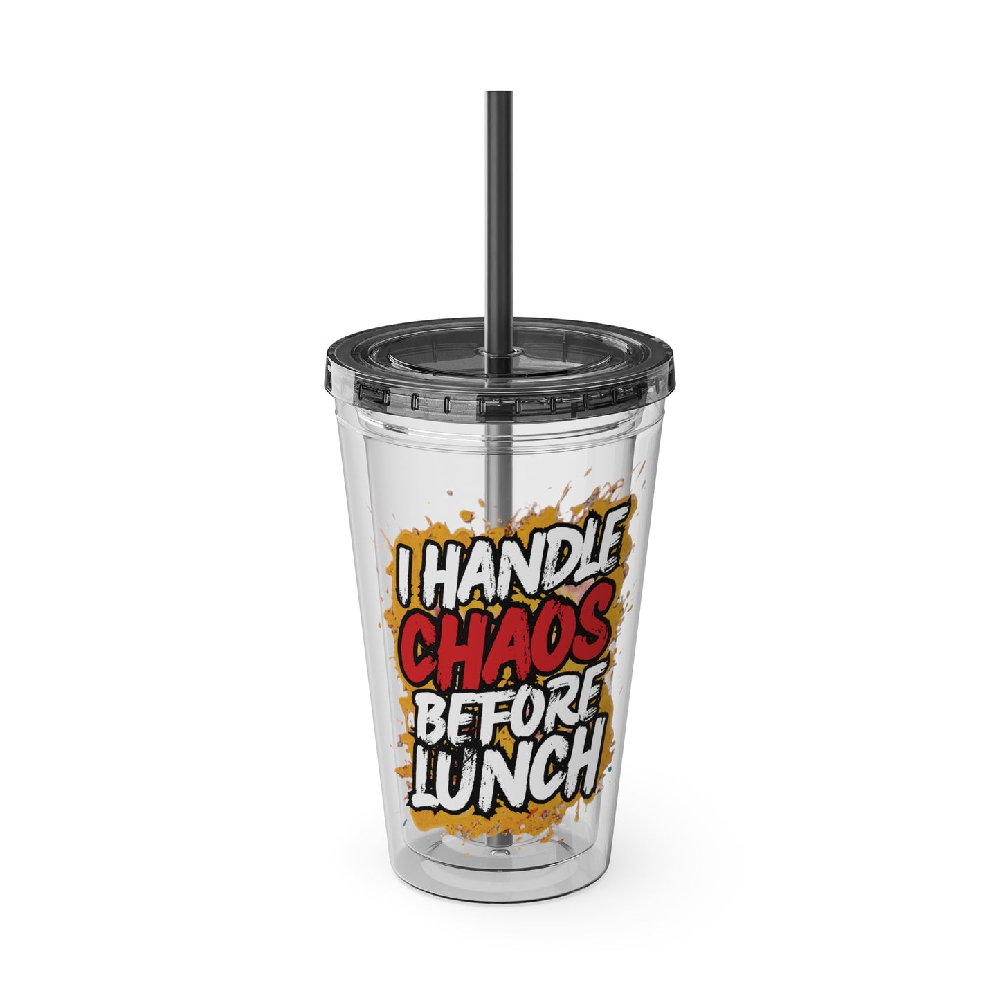 I handle chaos before lunch Clear Insulated Cup