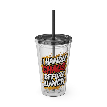 I handle chaos before lunch Clear Insulated Cup