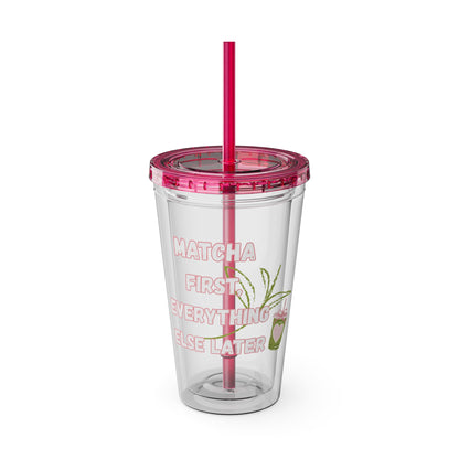 Matcha First Everything Else Later Clear Insulated Cup