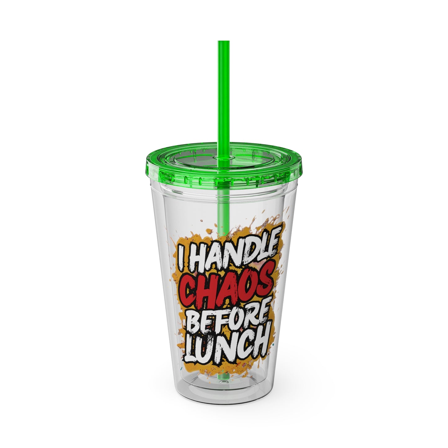 I handle chaos before lunch Clear Insulated Cup
