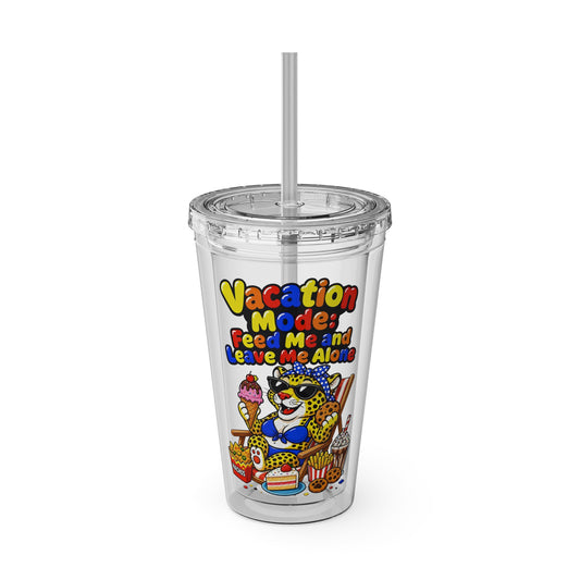 Vacation mode feed me and leave me alone Clear Insulated Cup