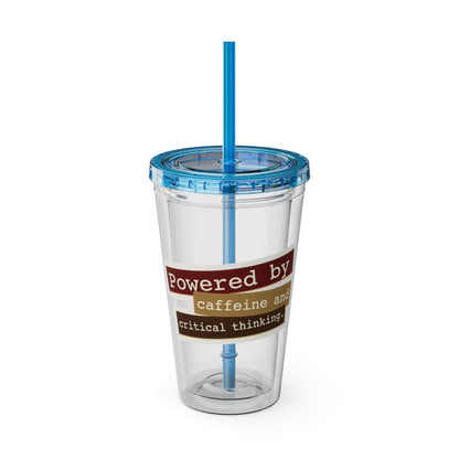 Powered by caffeine and critical thinking Clear Insulated Cup