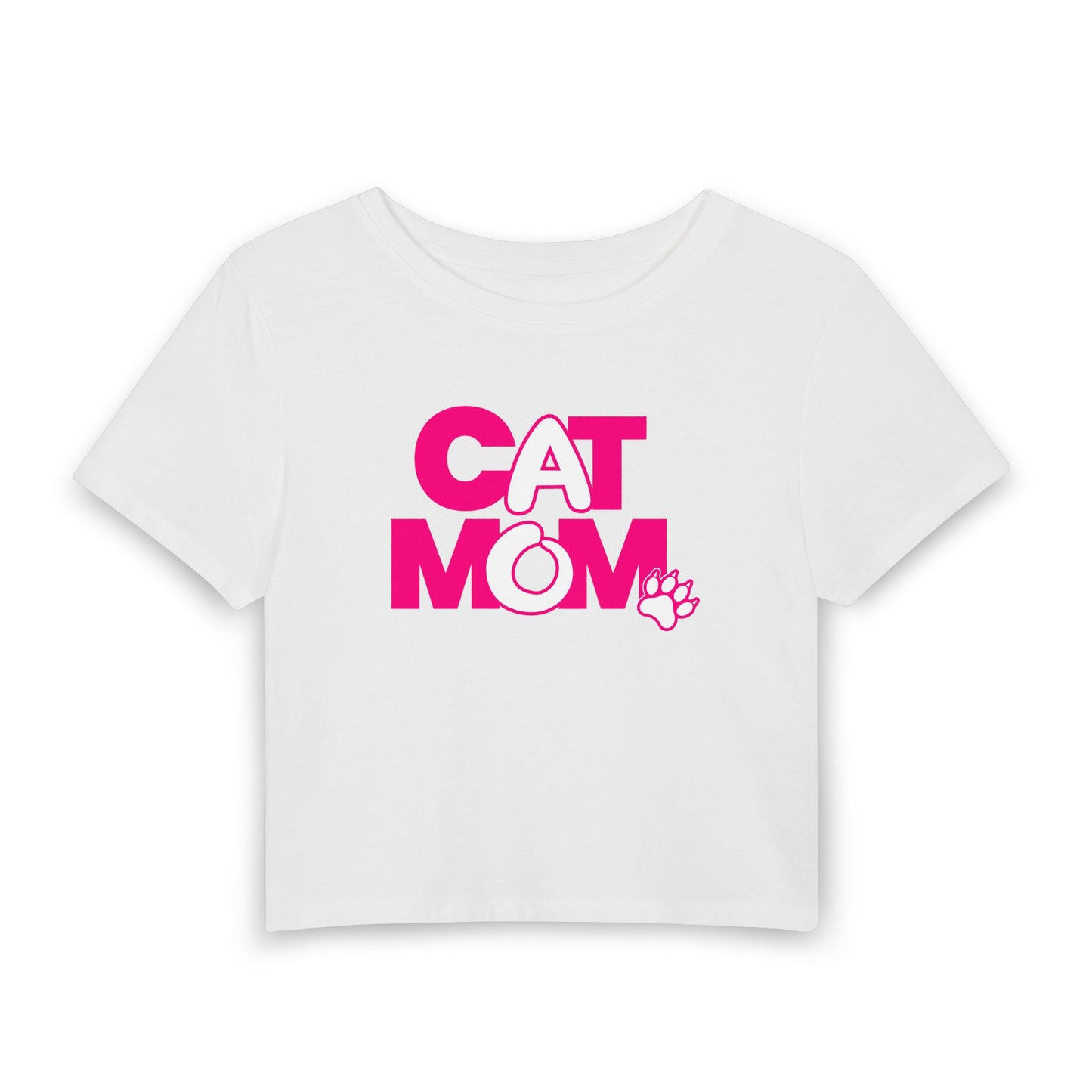 Cat mom pink Crop Tee