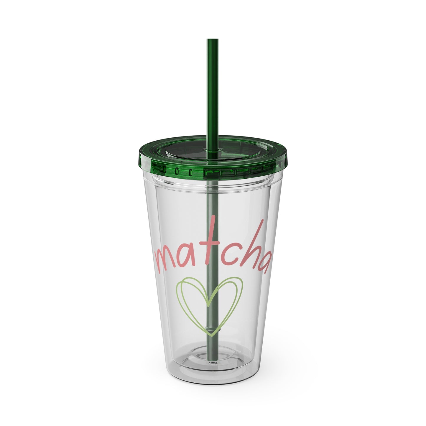 Matcha Heart Clear Insulated Cup