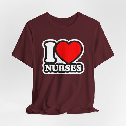 I love nurses faux sticker T-shirt
