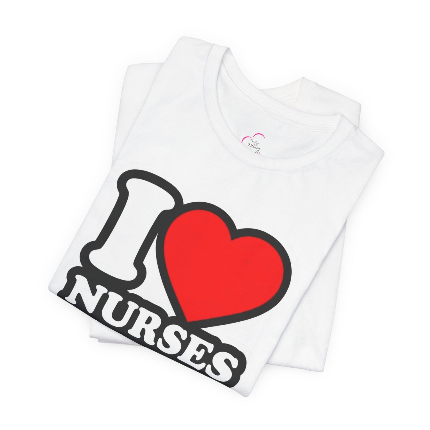 I love nurses faux sticker T-shirt