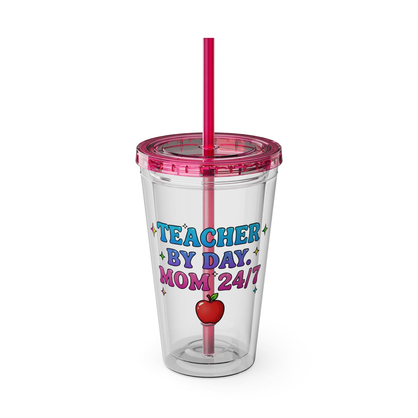 Teacher by day mom 24/7 Clear Insulated Cup