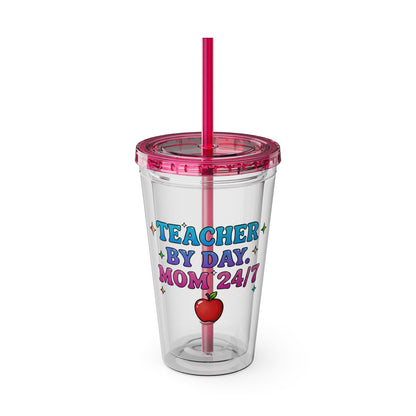 Teacher by day mom 24/7 Clear Insulated Cup