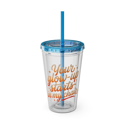 Your glow up starts in my chair Clear Insulated Cup