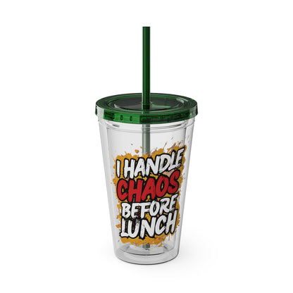 I handle chaos before lunch Clear Insulated Cup