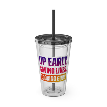 Up early, saving lives, looking good Clear Insulated Cup