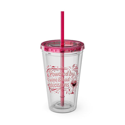 Powered by wine and bad decisions Clear Insulated Cup