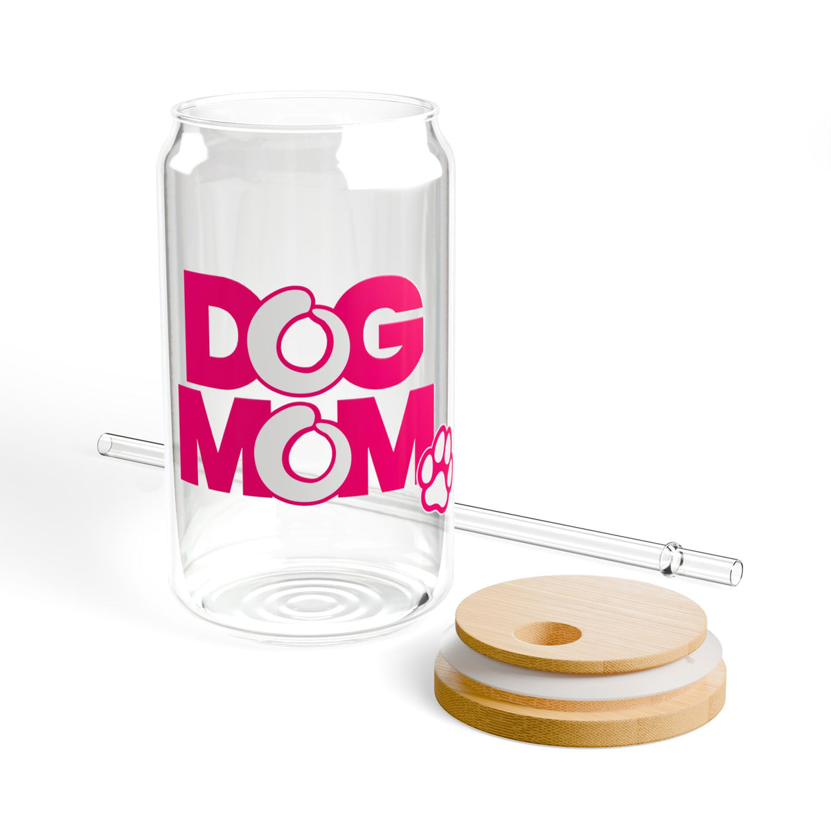 Dog mom pink Sipper Glass