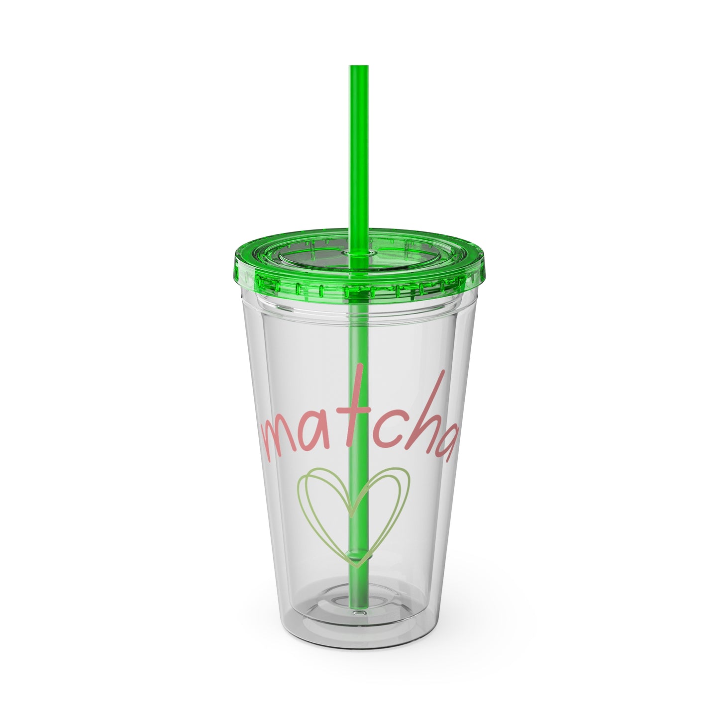 Matcha Heart Clear Insulated Cup
