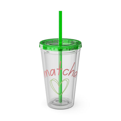 Matcha Heart Clear Insulated Cup