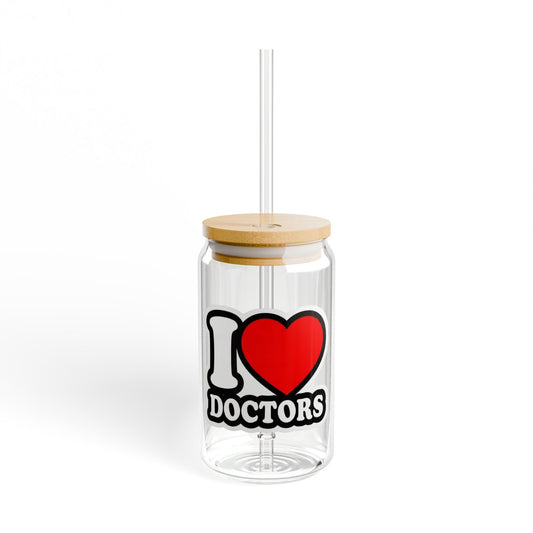 I love doctors faux sticker Sipper Glass