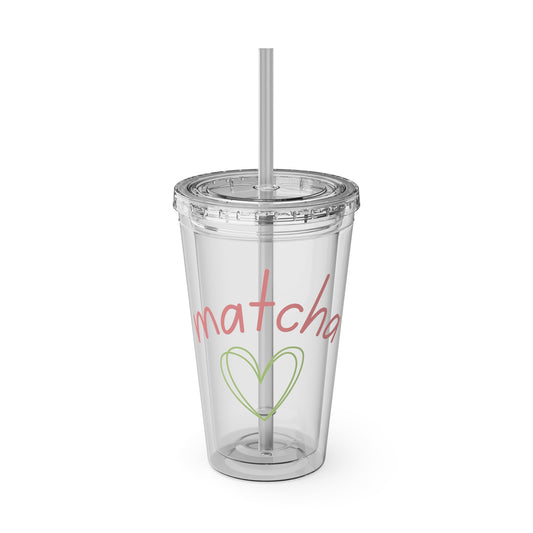 Matcha Heart Clear Insulated Cup