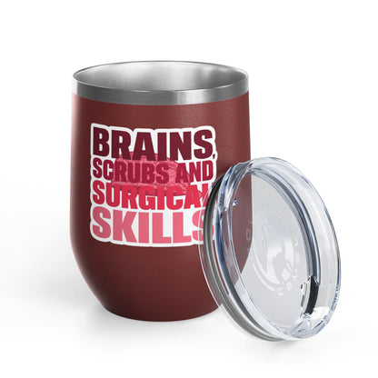Brains, scrubs and surgical skills pink Tumbler
