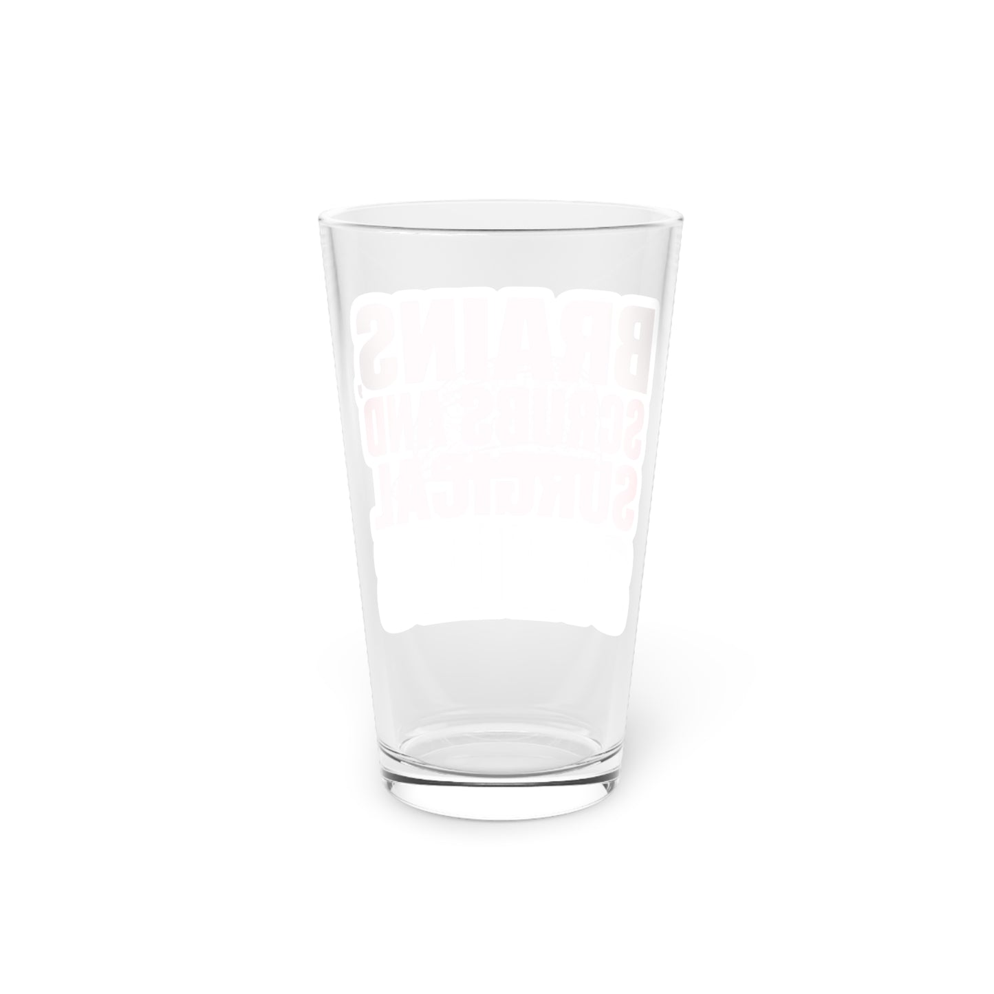 Brains, scrubs and surgical skills pink Beer Glass