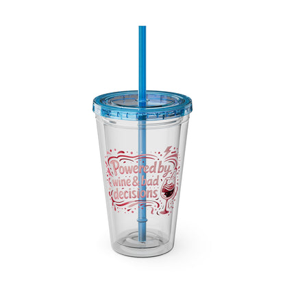 Powered by wine and bad decisions Clear Insulated Cup