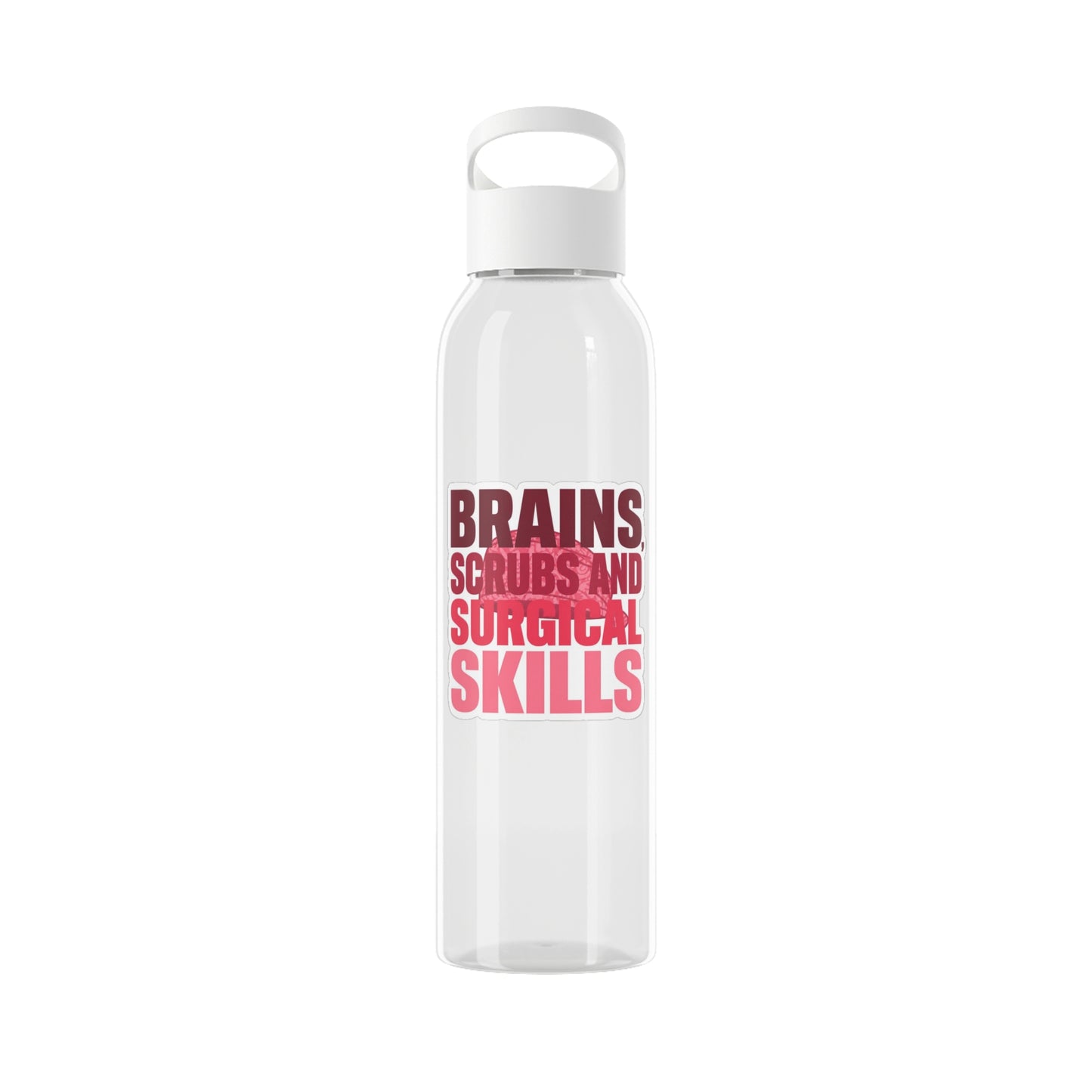 Brains, scrubs and surgical skills pink Water Bottle
