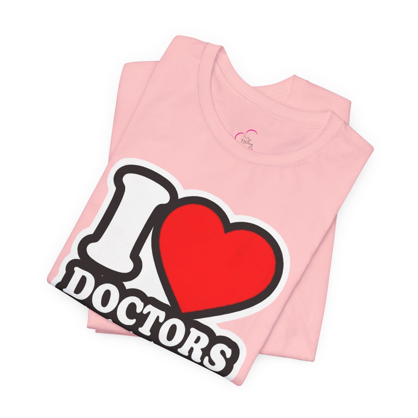 I love doctors faux sticker T-shirt