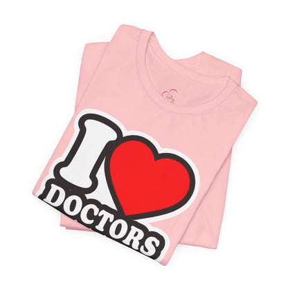 I love doctors faux sticker T-shirt