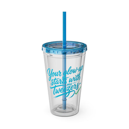 Your glow up starts with my tweezers Clear Insulated Cup