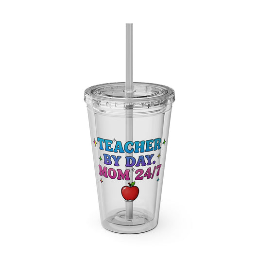 Teacher by day mom 24/7 Clear Insulated Cup