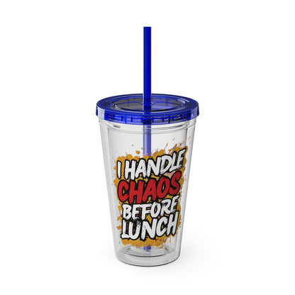 I handle chaos before lunch Clear Insulated Cup