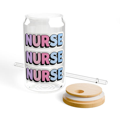 NURSE faux sticker Sipper Glass
