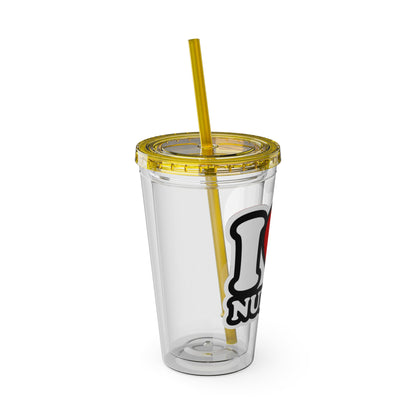 I love nurses faux sticker Clear Insulated Cup