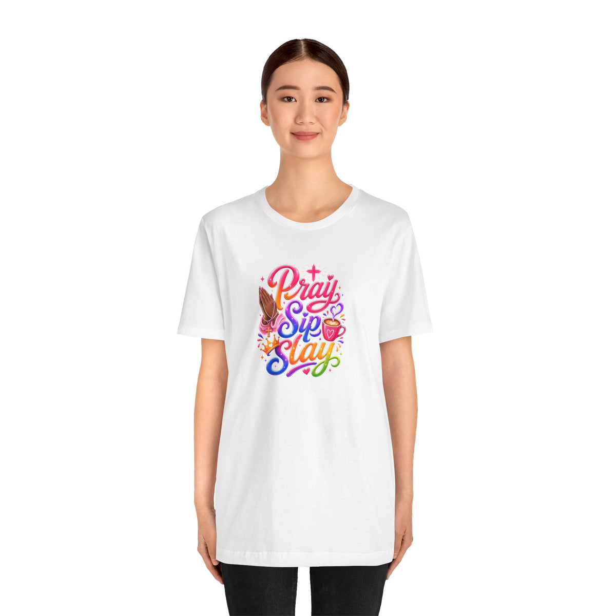 Pray, sip, slay T-shirt