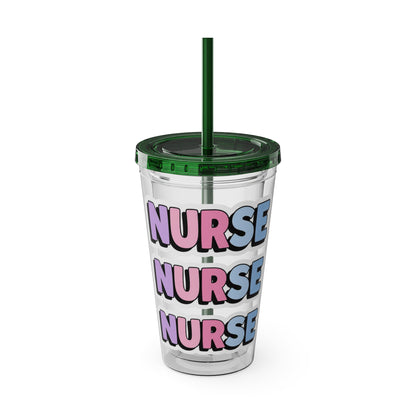 NURSE faux sticker Clear Insulated Cup