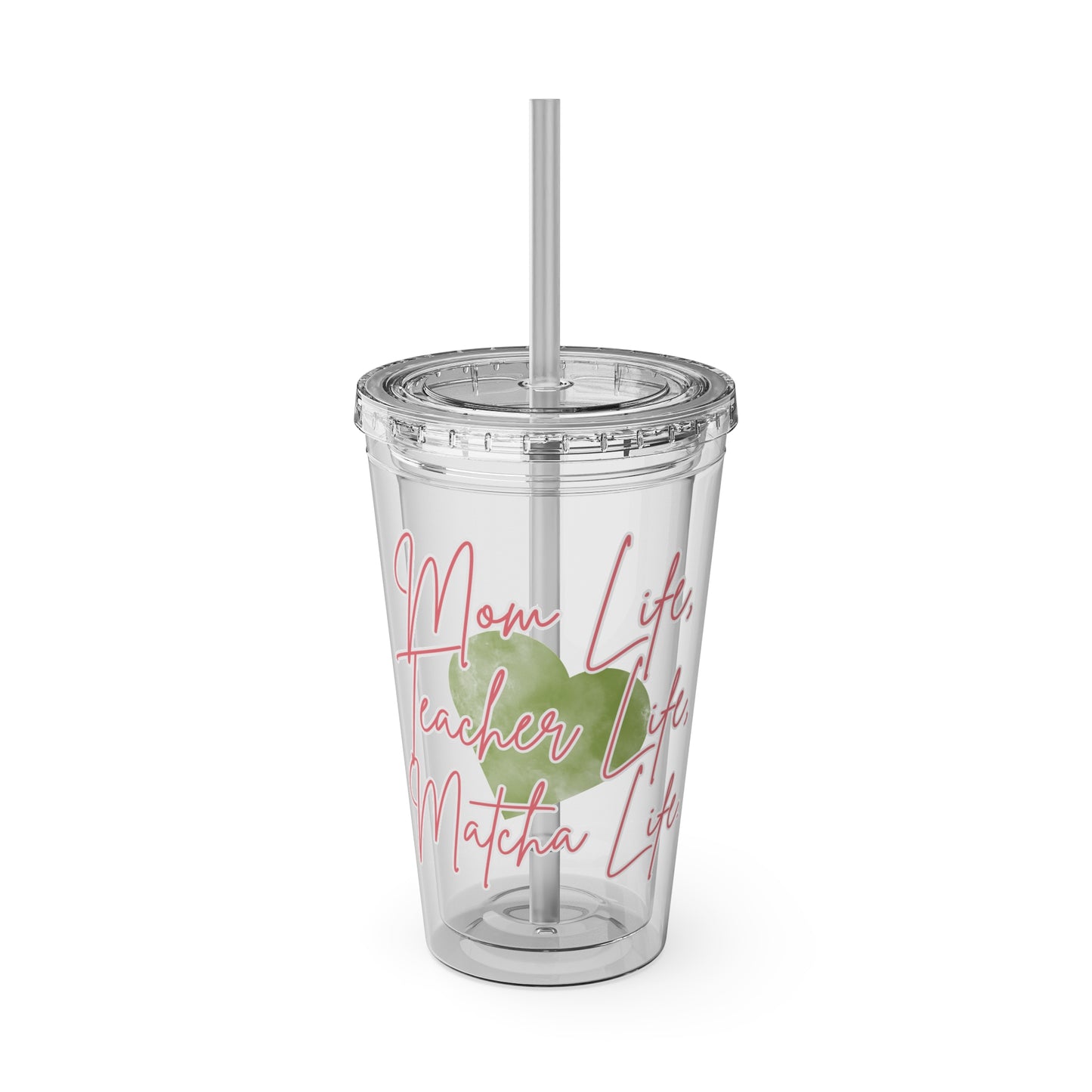 Mom Life, Teacher Life, Matcha Life' Clear Insulated Cup