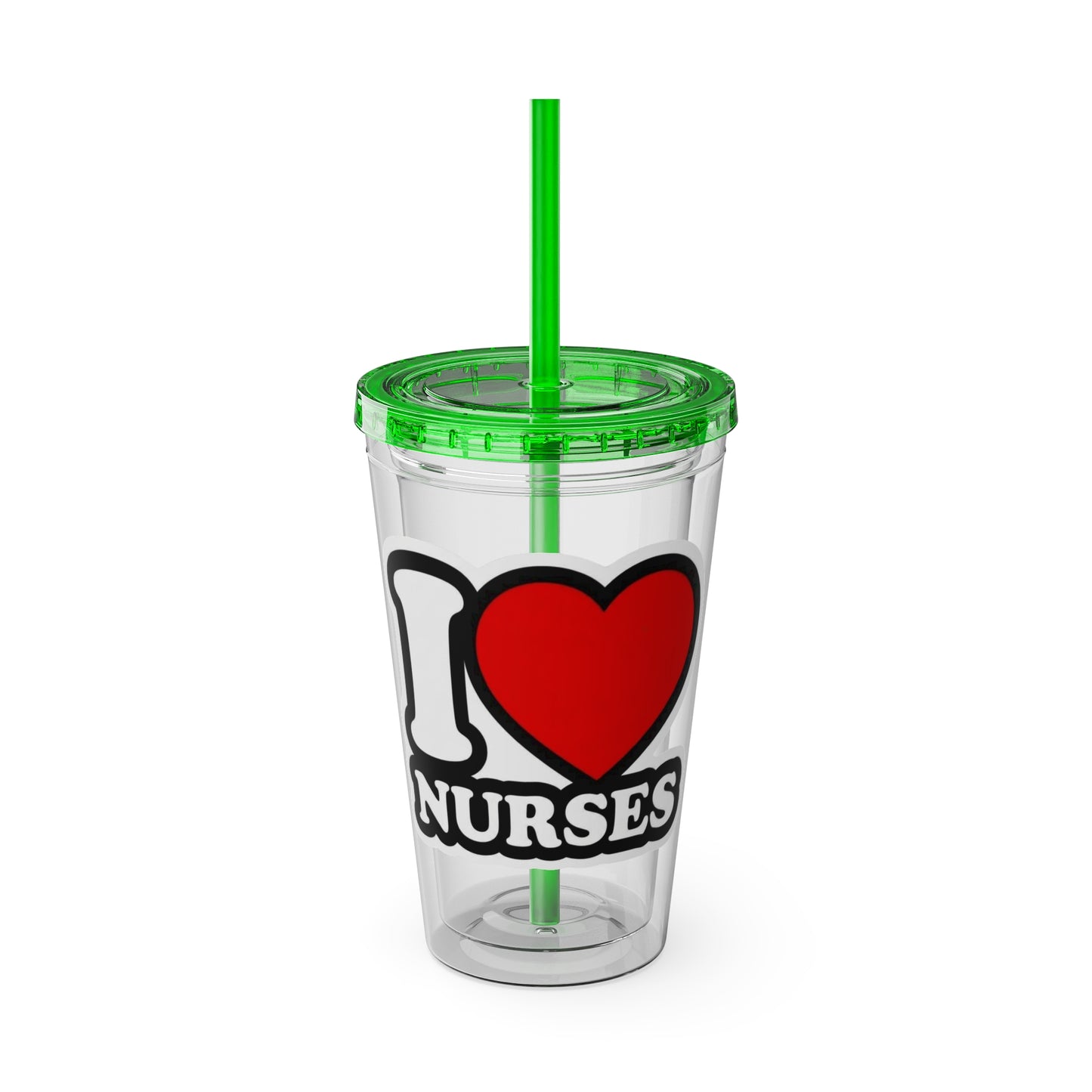 I love nurses faux sticker Clear Insulated Cup