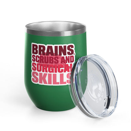 Brains, scrubs and surgical skills pink Tumbler