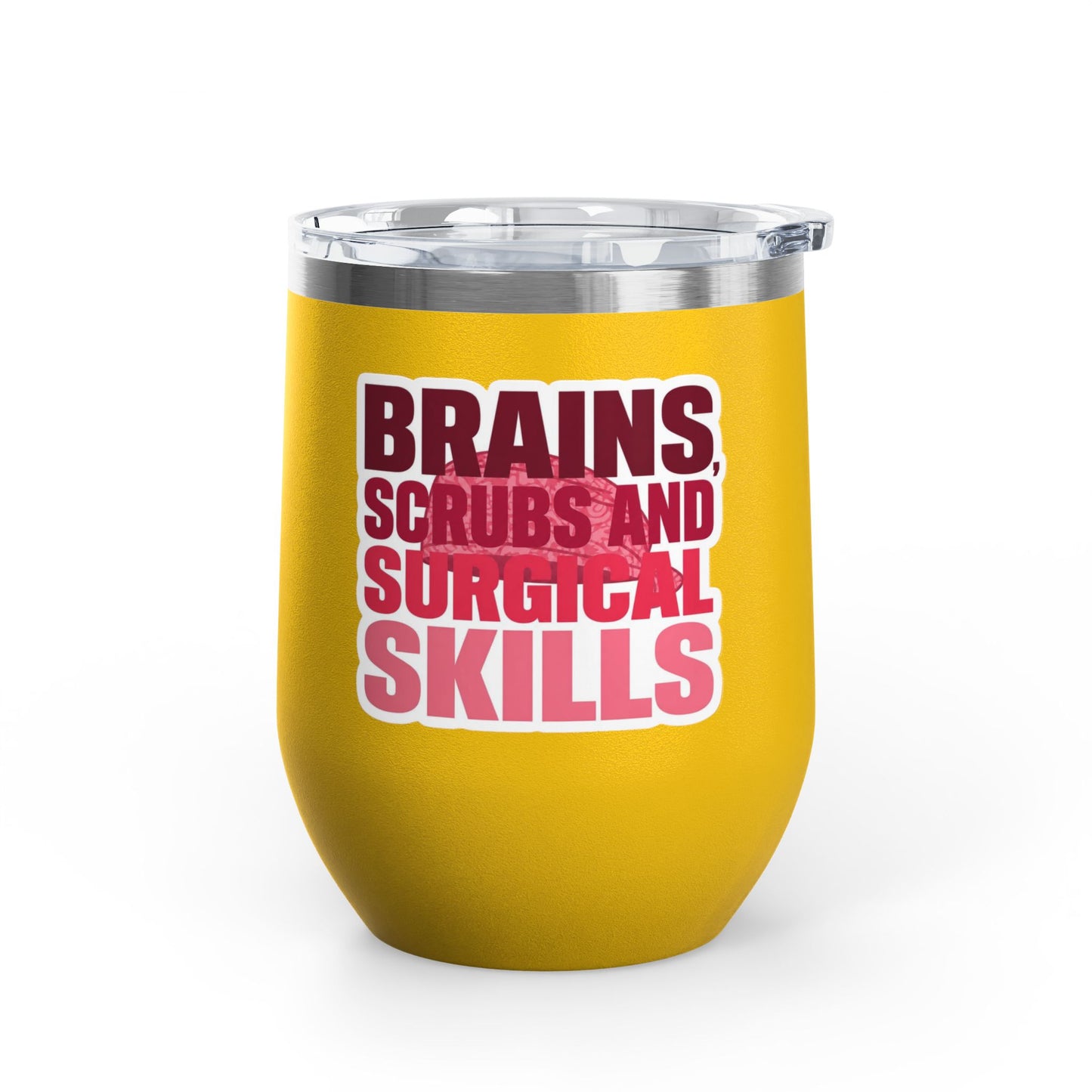 Brains, scrubs and surgical skills pink Tumbler
