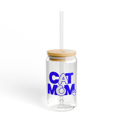 Cat mom blue Sipper Glass